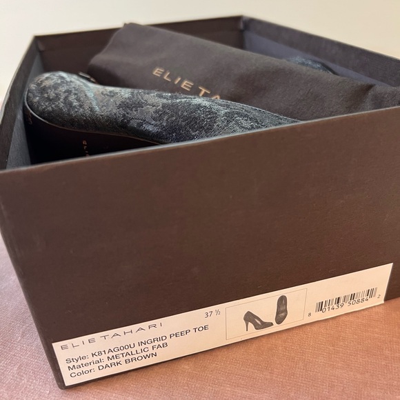 Elie Tahari Metallic Dark Green Heels, EU Size 37.5, US Size 7 - Picture 6 of 8